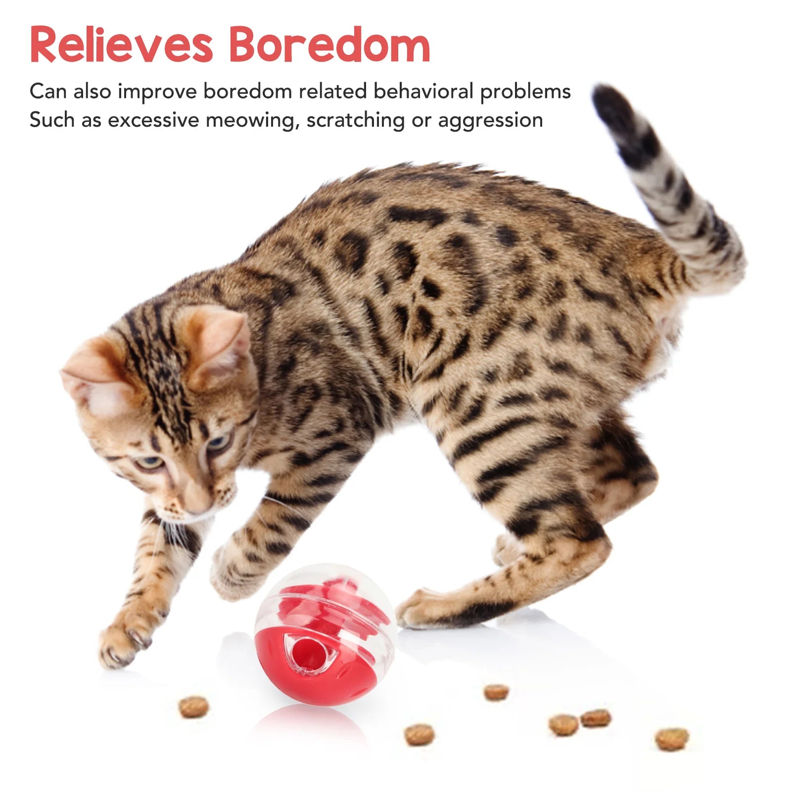 Cat Treat Dispensing Ball Bite Resistant Interactive Pet Slow Feeder Puzzle Ball for Kitten Cat Food Dispensing Ball