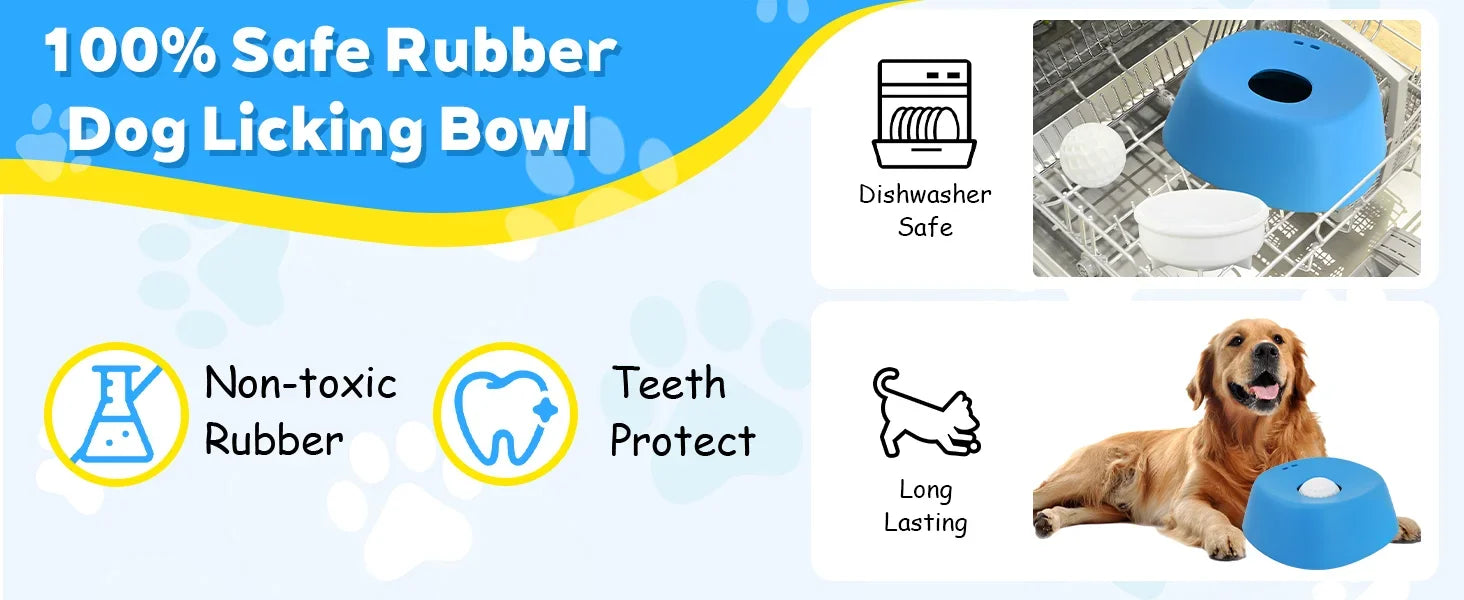 Anti-Choking Slow Feeder Dog Bowl Non-Slip 3/4 Cup - Lick Toy for Liquid Treats Bone Broth Yogurt
