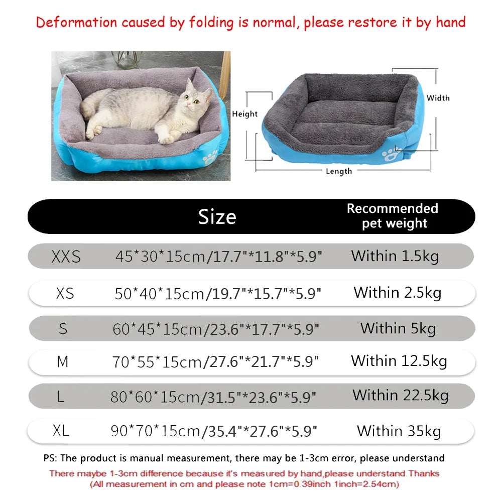 Zavero™ Soft Square Dog Sofa — Washable Warm Kennel Cushion