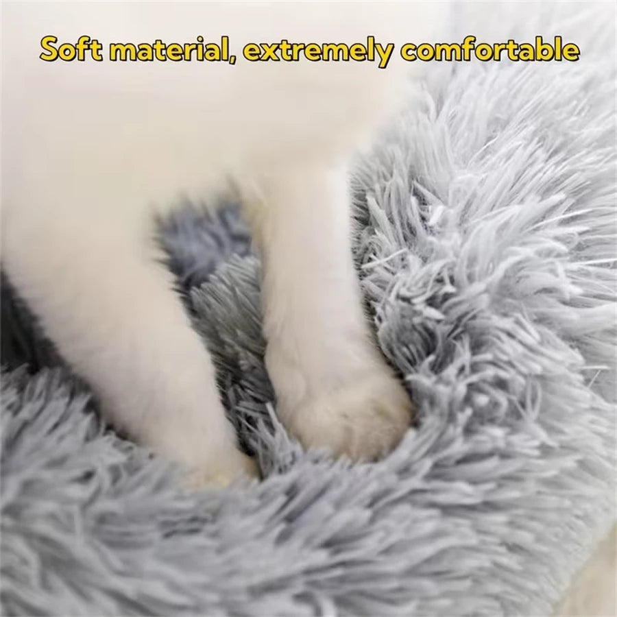 Zavero™ Donut Cat Bed — Plush Faux Fur Washable Calm Nest