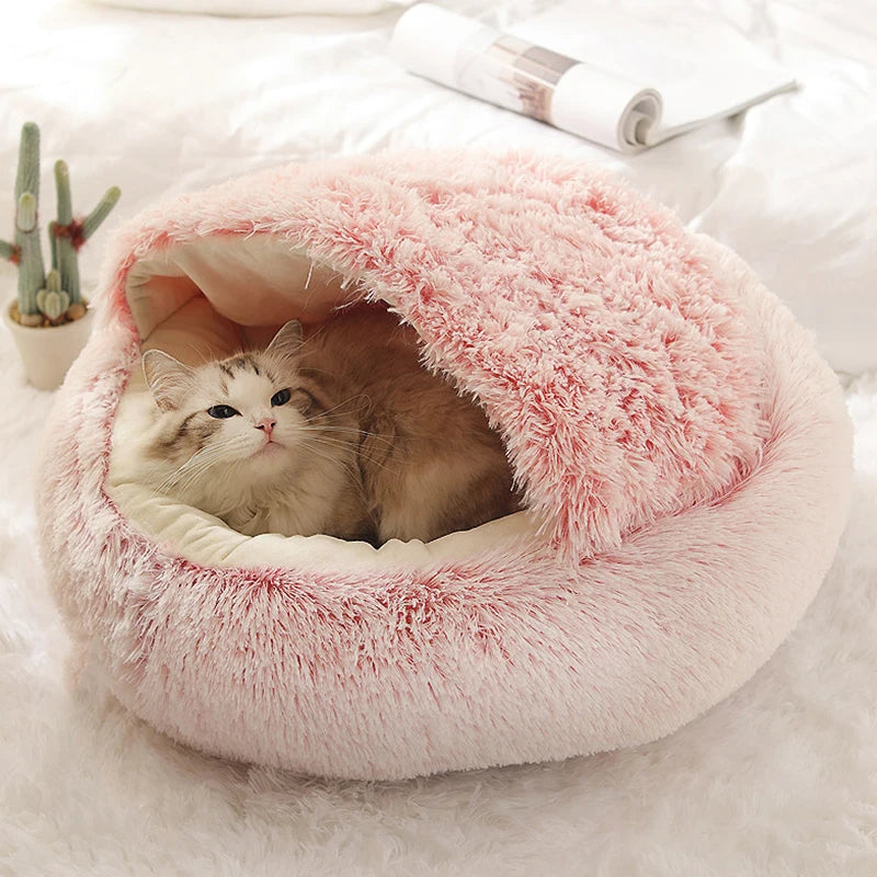 Zavero™ Cave Cat Nest — Plush Warm Sleeping Bed for Kittens