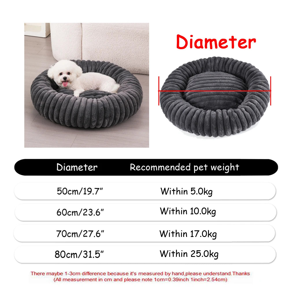 Zavero™ Round Plush Pet Bed — Washable Warm Basket Sofa