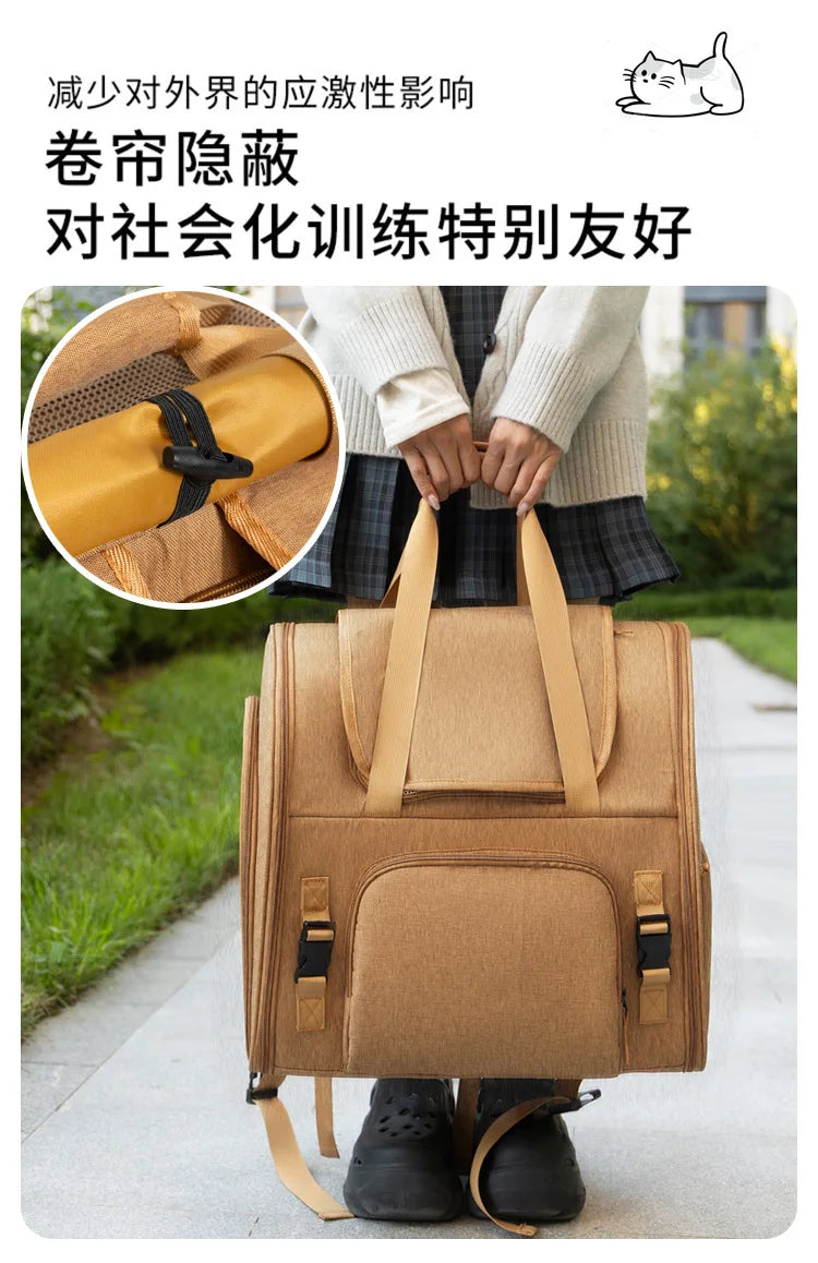 Portable Cat Backpack Expandable Large Capacity Pet Backpack Foldable