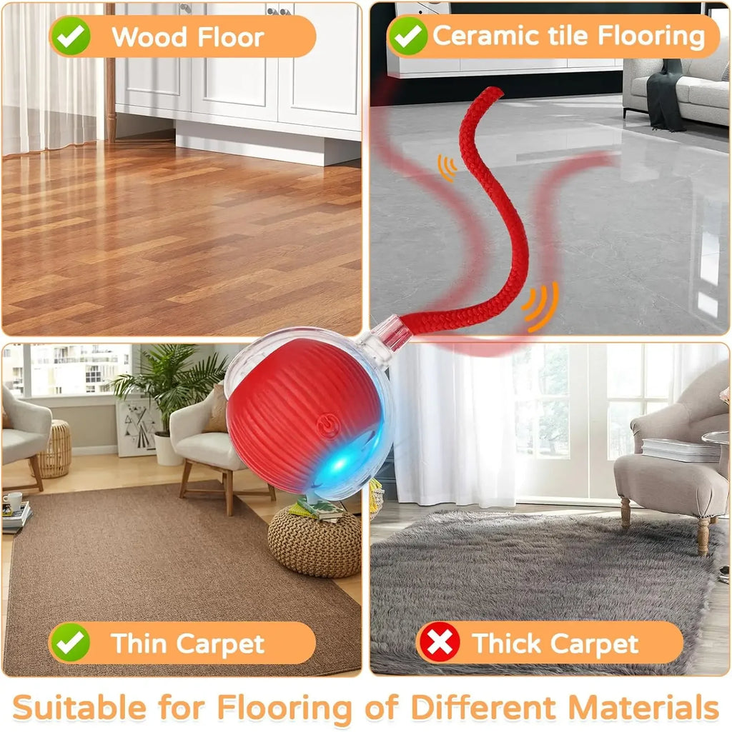 iLMH Cat Interactive Ball Toy Automatic Rolling Ball Faux Tail Rechargeable Smart Pet Electric Toy Pet Training Imitate Mouse