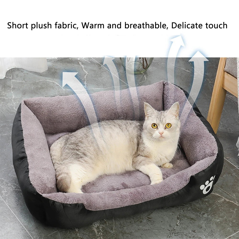 Zavero™ Soft Square Dog Sofa — Washable Warm Kennel Cushion