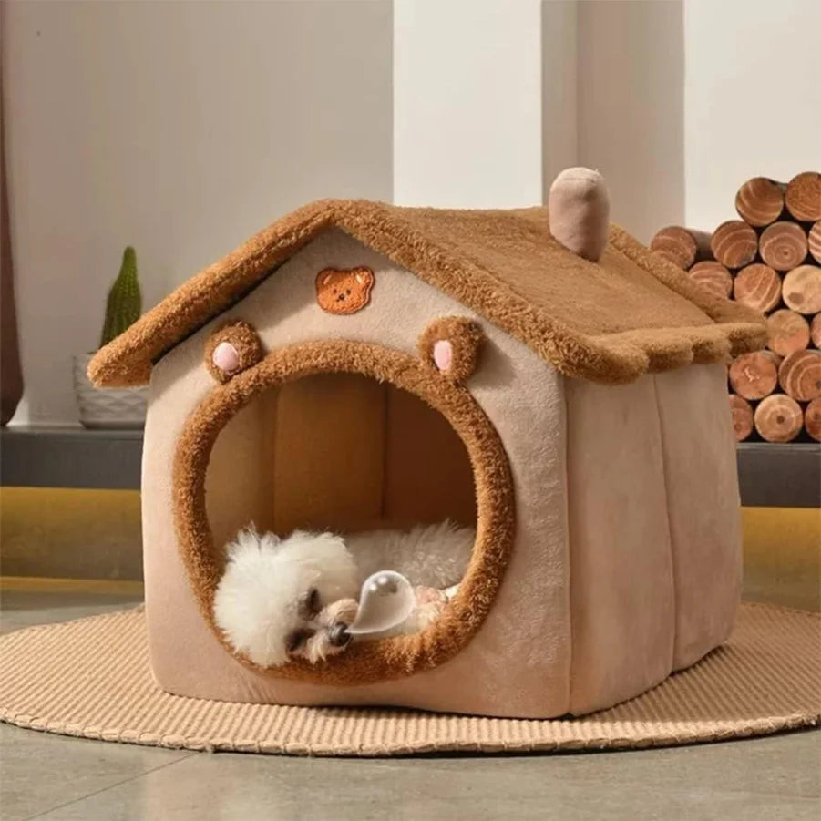 Zavero™ Foldable Pet Cave House — Washable Sofa Bed for Cats