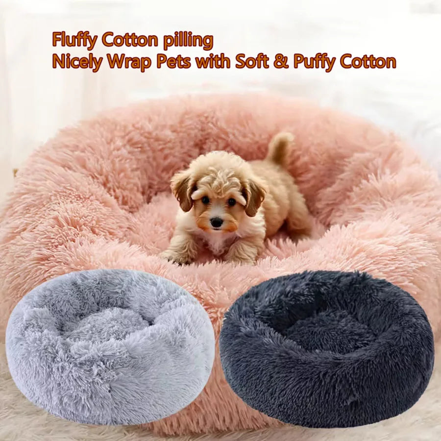 Zavero™ Donut Cat Bed — Plush Faux Fur Washable Calm Nest