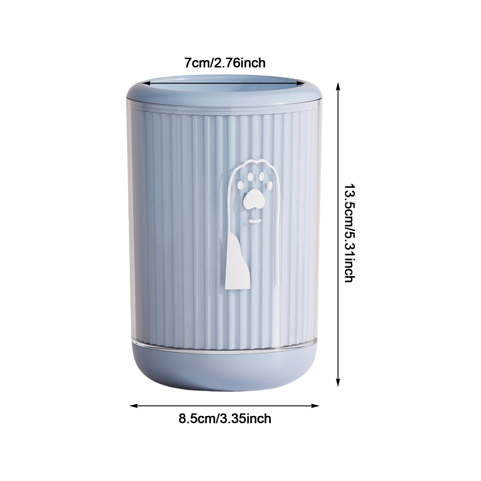 Light blue ribbed PawRinse cup with paw sprayer insert