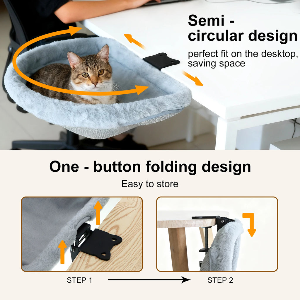 Zavero™ Folding Cat Desk Bed — Space-Saving Hammock Perch