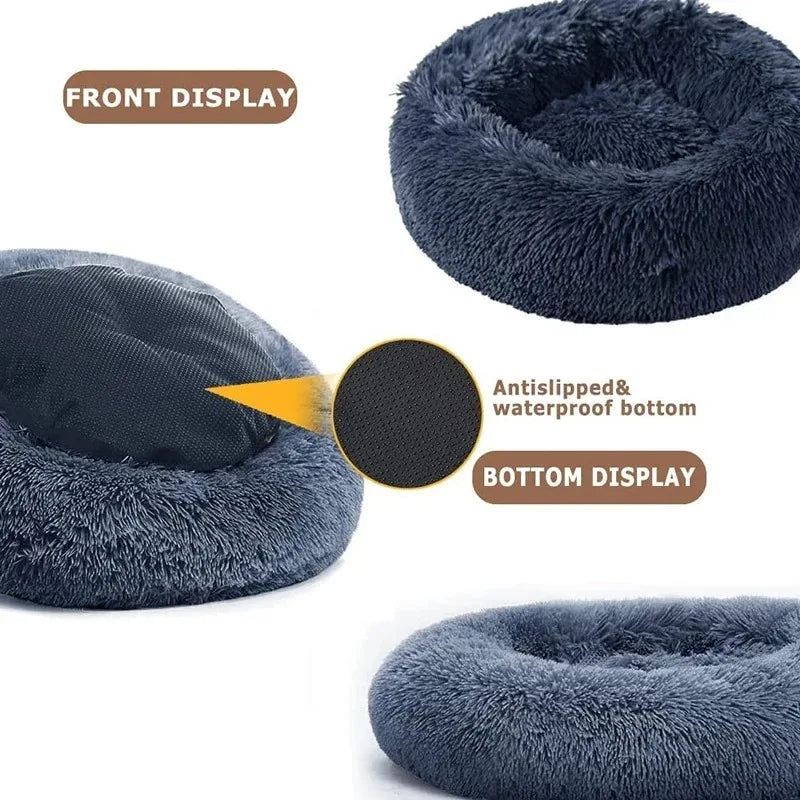 Zavero™ Round Plush Pet Bed — Washable Warm Basket Sofa