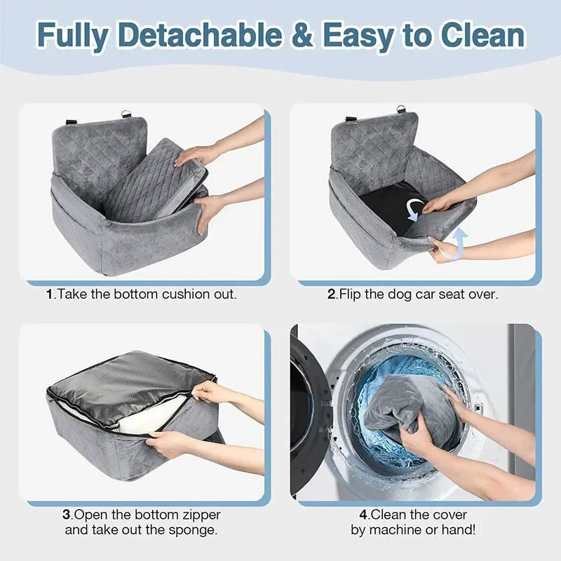 Pet Car Seat Kennel Puppy Cat Out Seat Mat Removable Washable Anti-Slip Base Front and Rear Row Dog Out Safety Seat Travel Nest