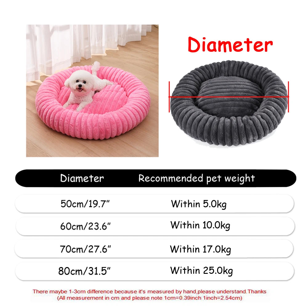 Zavero™ Round Plush Pet Bed — Washable Warm Basket Sofa