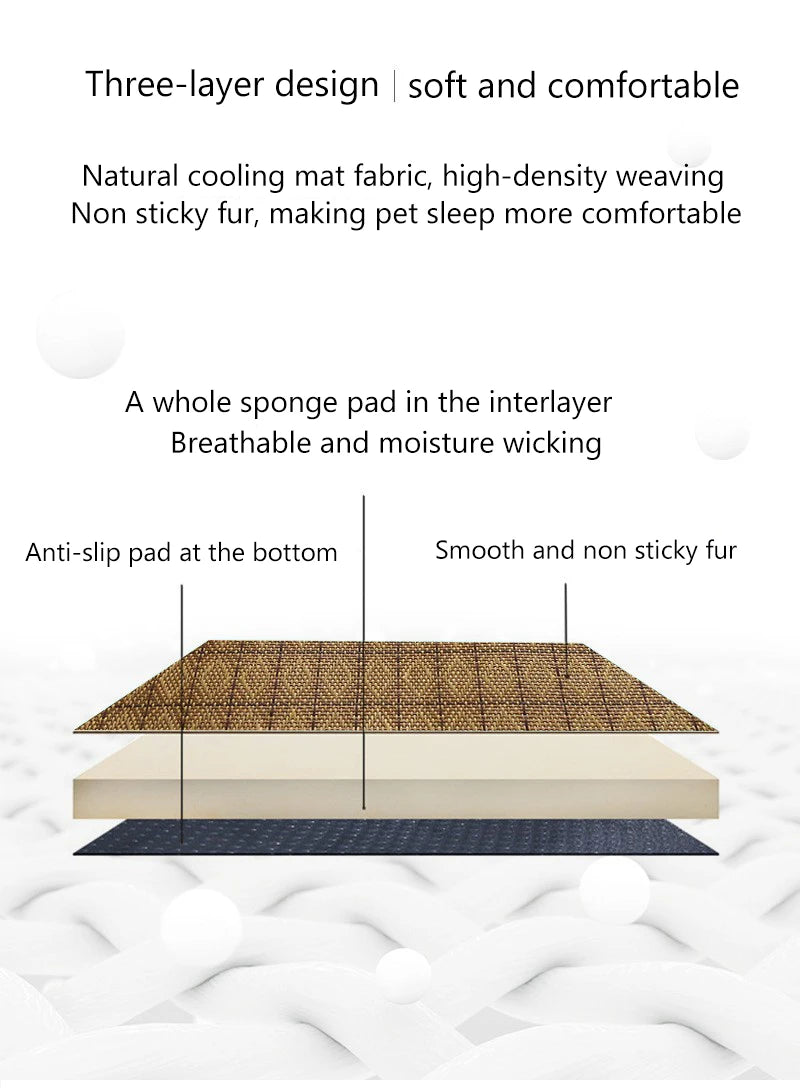 Zavero™ Rattan Cooling Cat Mat — Natural Self-Cool Summer Bed