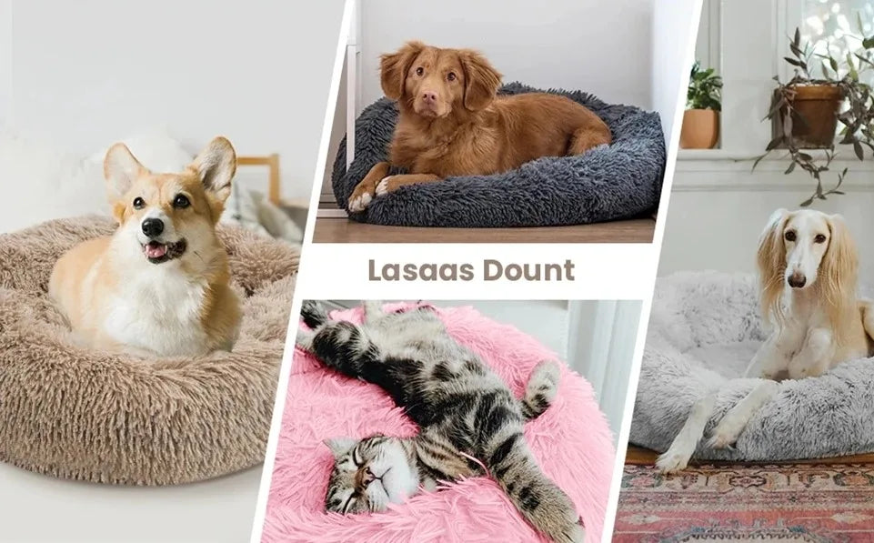 Zavero™ Round Plush Pet Bed — Washable Warm Basket Sofa