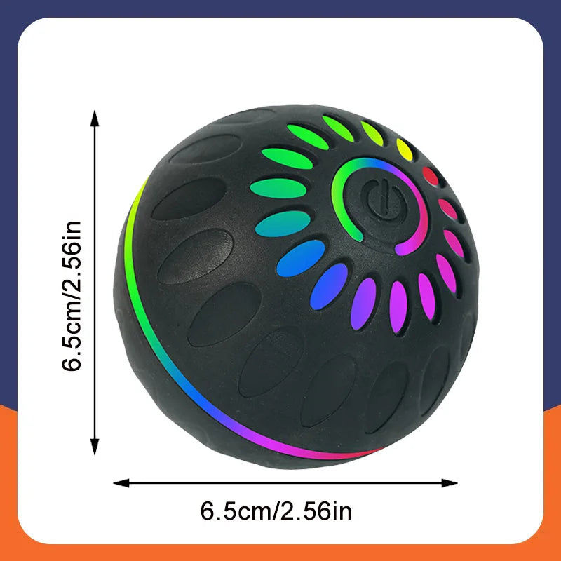 SmartRoll dog ball, dark gray/black with multicolor light rim and paw texture