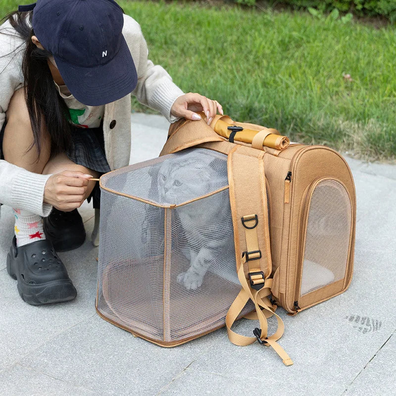 Portable Cat Backpack Expandable Large Capacity Pet Backpack Foldable