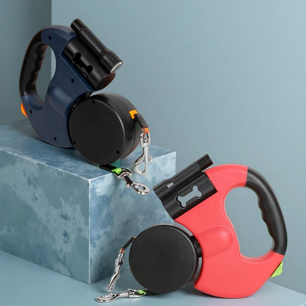 Zavero™ Dual Dog Leash — LED Light 360° No-Tangle Lead