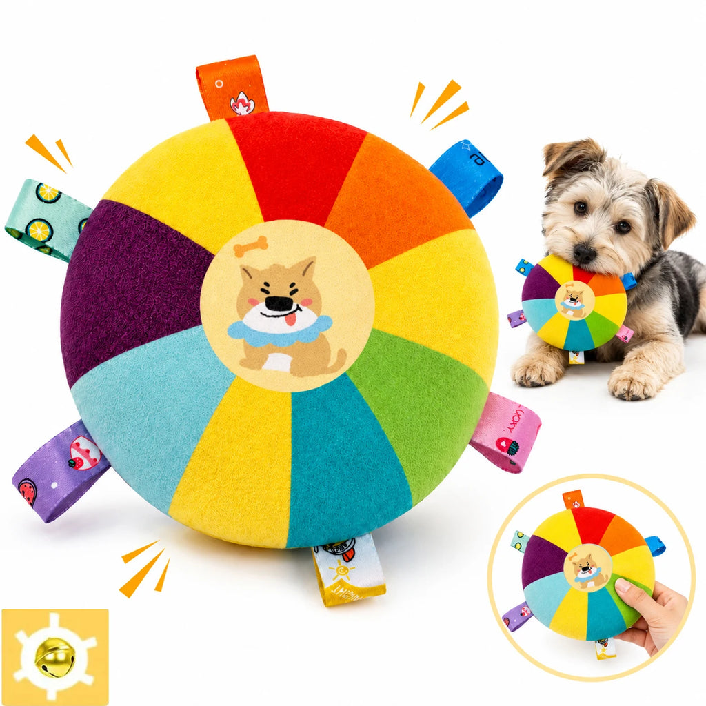 Dog Sounding Plush Toy Bell Cartoon Flying Disc Toy Small Dog Teeth Grinding Toy Wear-resistant Bite-resistant Puppy Pet Product