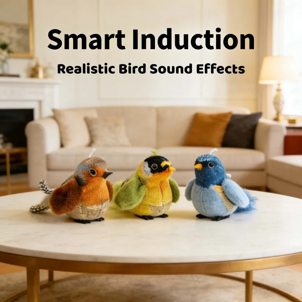 Interactive Cat Bird Toy with Sound Smart Induction Realistic Feathers Catnip Hanging Wall Mount Hunting Gear Indoor Cats Kitten