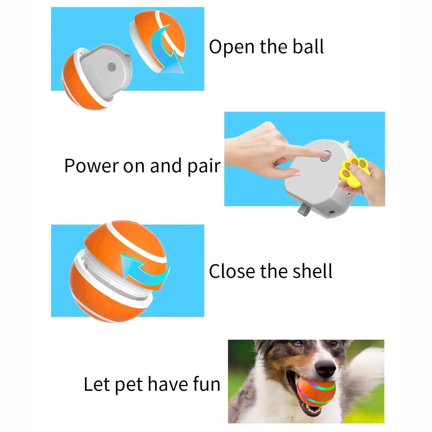 Active Roling Ball for Dogs - 2.2" Sturdy Motion Actived Interactive Dog Ball for Puppy/Small/Medium Dogs, USB Rechargeable Ball