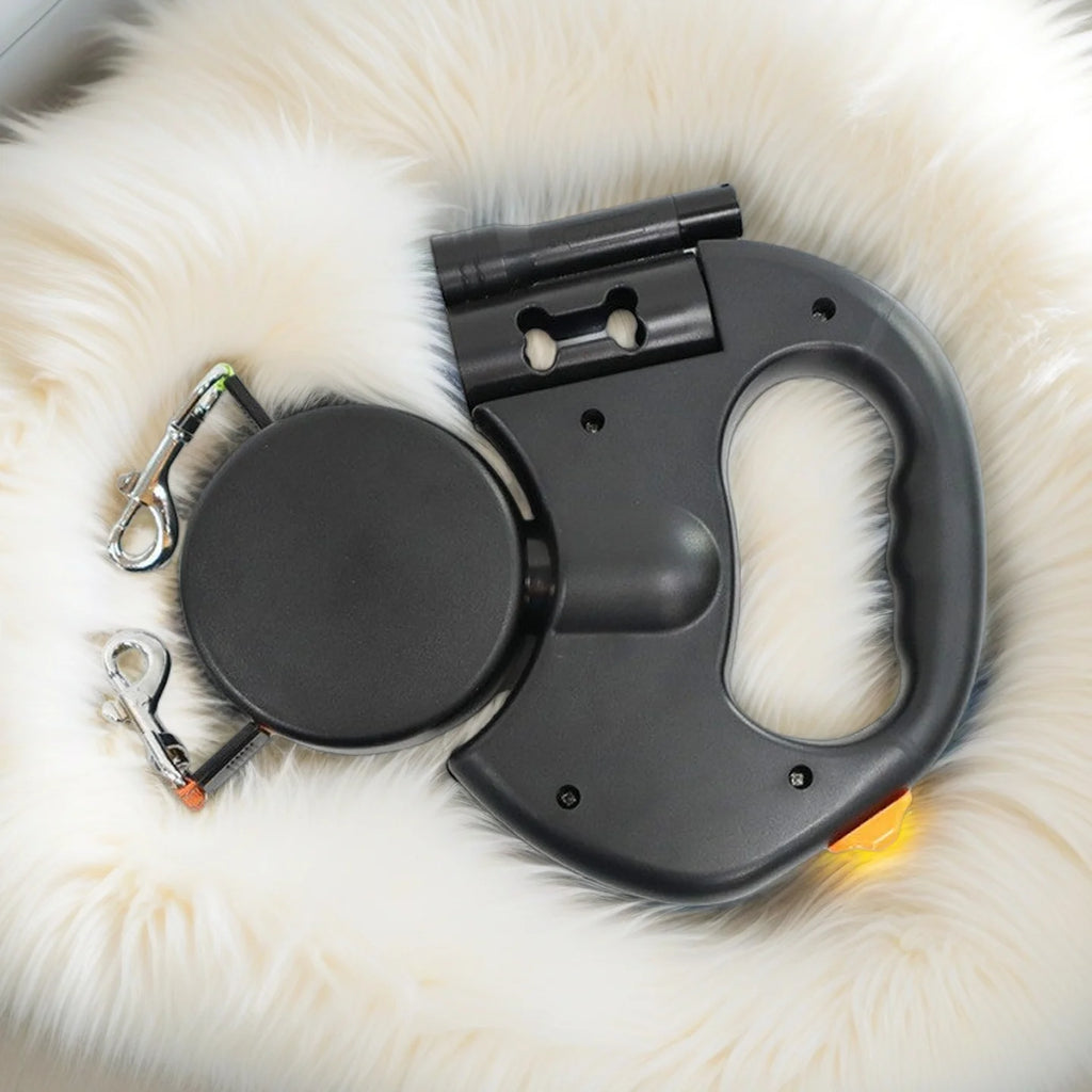 Zavero™ Dual Dog Leash — LED Light 360° No-Tangle Lead