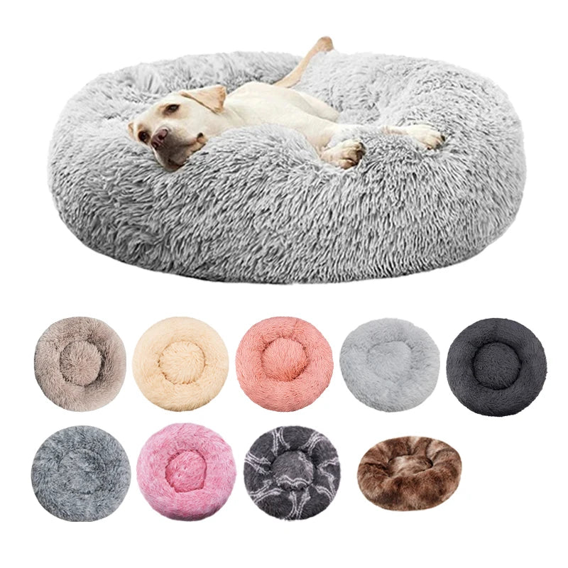 Zavero™ Round Plush Pet Bed — Washable Warm Basket Sofa