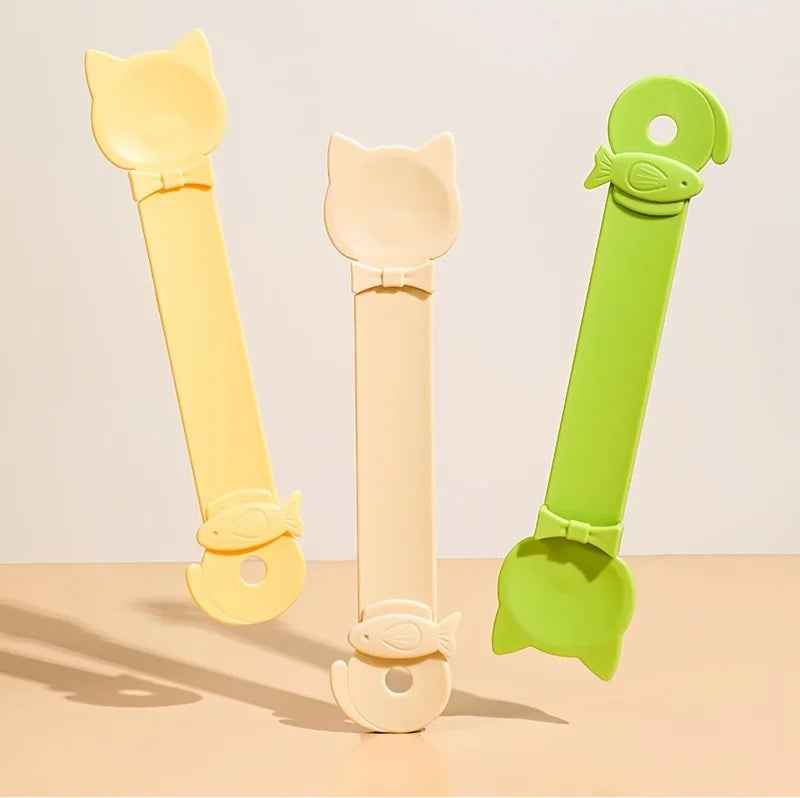 Easy-Squeeze Cat Treat Dispenser - Long Handle Lickable Wet Food Feeder for Cats, Durable Plastic Pet Snack Spoon, Cat Food.