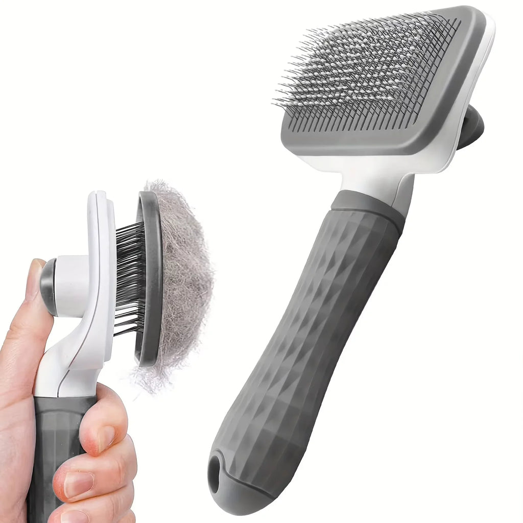 Self-Cleaning Pet Brush,One-Click Hair Removal, Round Tip Slicker for Dogs & Cats, Anti-Slip Handle, Removes Loose Fur & Tangles