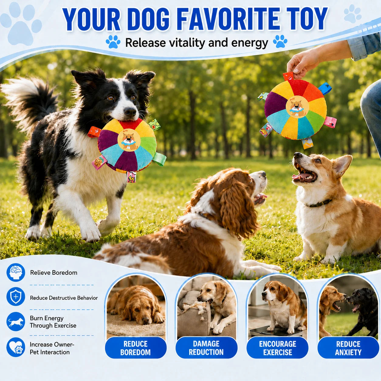 Dog Sounding Plush Toy Bell Cartoon Flying Disc Toy Small Dog Teeth Grinding Toy Wear-resistant Bite-resistant Puppy Pet Product