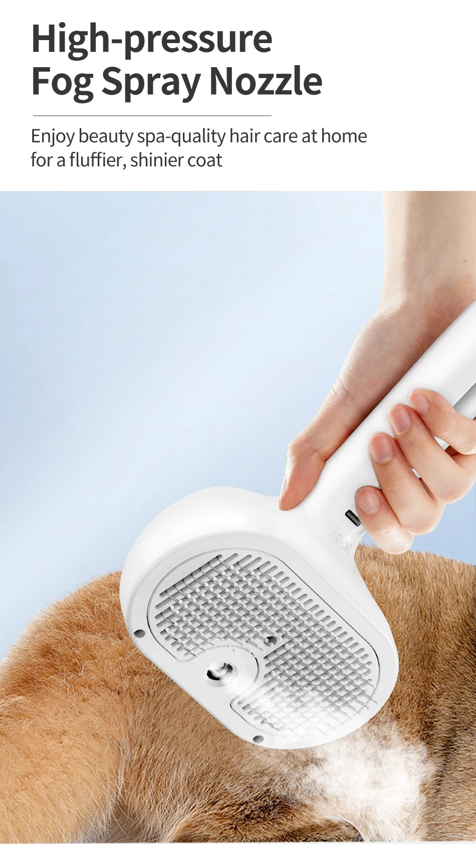 Zavero™ Steam Grooming Brush — Electric Spray Comb for Pets