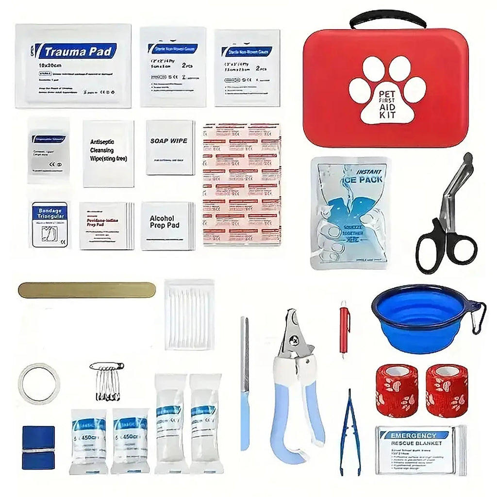 Compact pet First Aid kit for dogs and cats - emergency supplies, camping and backpacks