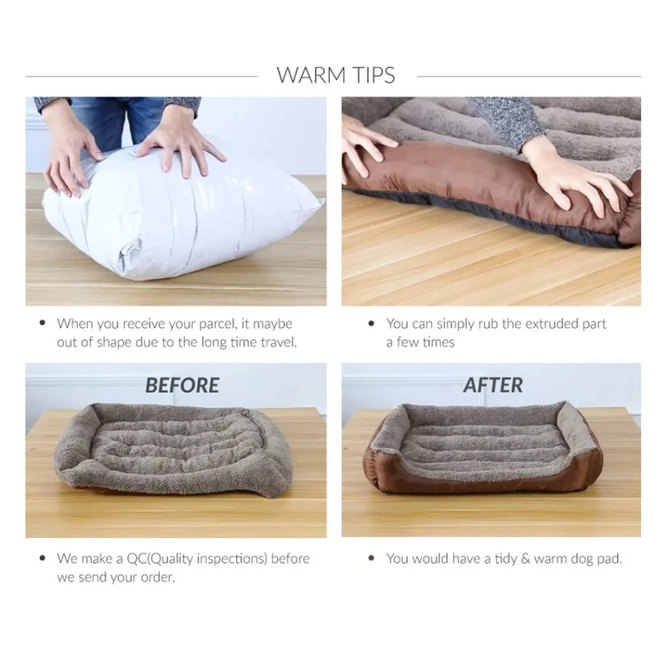 Zavero™ Soft Square Dog Sofa — Washable Warm Kennel Cushion