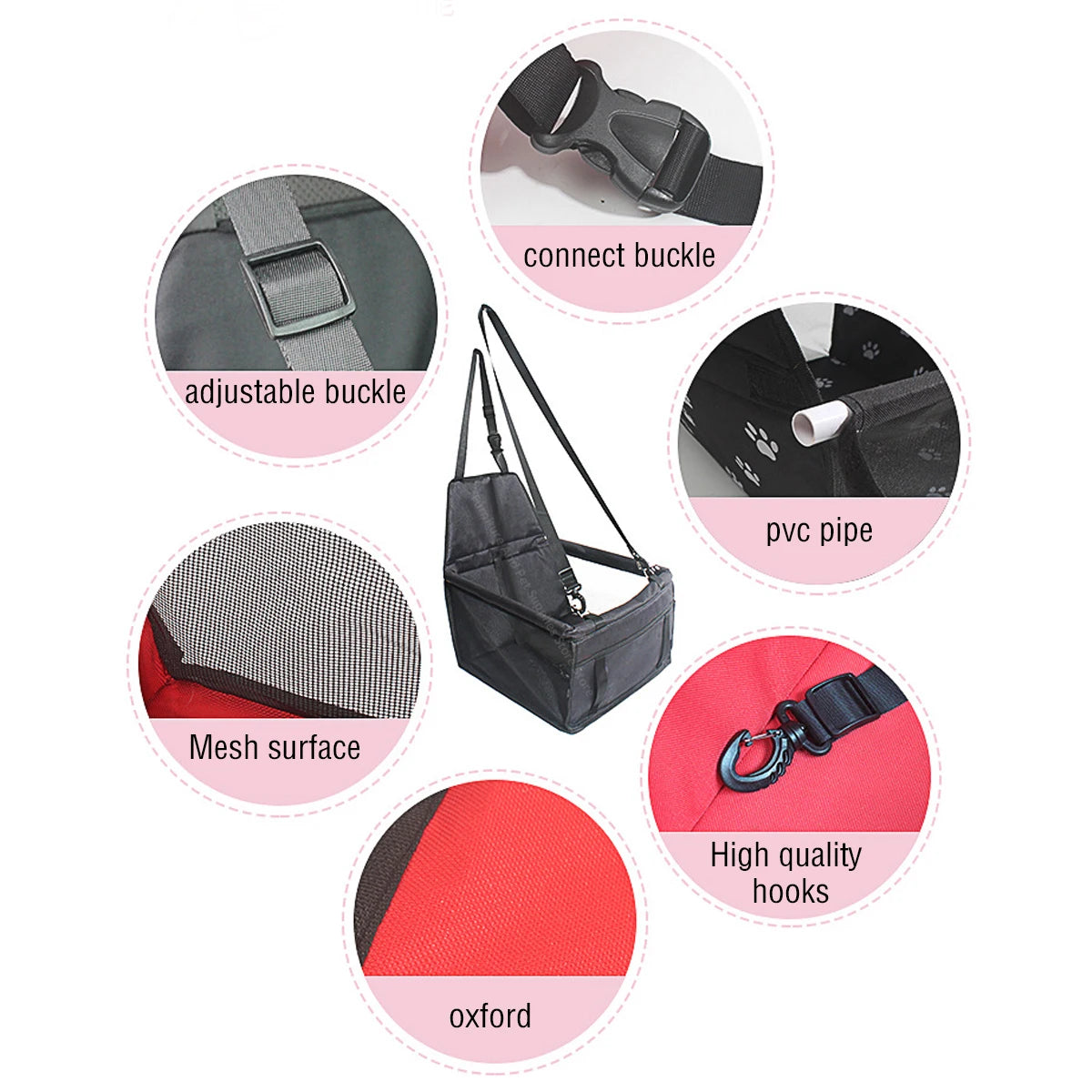 Dog car seat cover foldable hammock pet harness cat bag basket stable and foldable travel pet dog and cat safety car seat