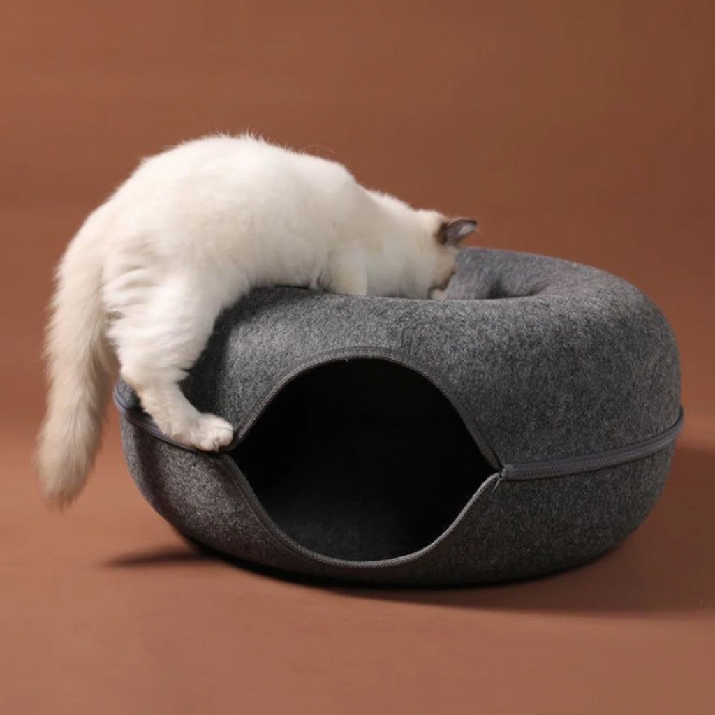 Zavero™ Cat Tunnel Nest Bed — Felt Scratcher Donut Sleeping Toy